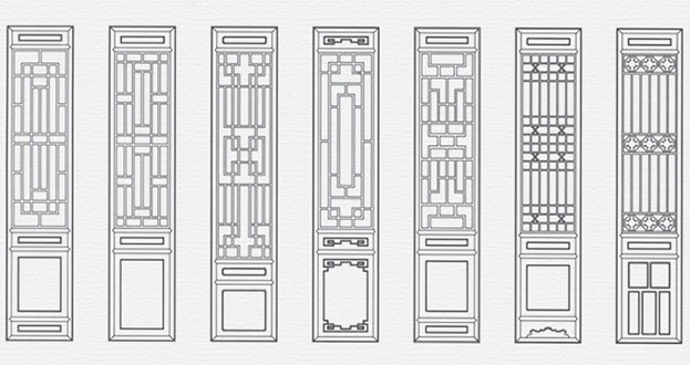 洛龙常用中式仿古花窗图案隔断设计图